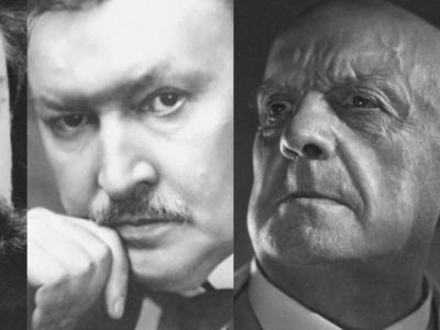 3 aniversarios, rostros de Scriabin, Glazunov y Sibelius.