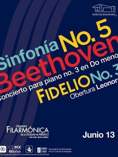 Poster, invitación oficial, Beethoven en el Teatro Bicentenario 2015.